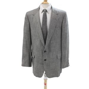 H. Freeman & Son Mens Textured Pleated Plaid Printed Button Jacket White Size EU